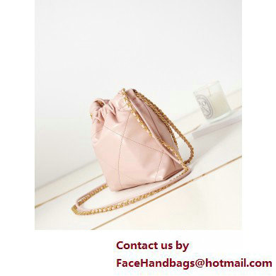 Chanel Shiny Calfskin  &  Gold-Tone Metal CHANEL 22 Mini Handbag AS3980 Light Pink